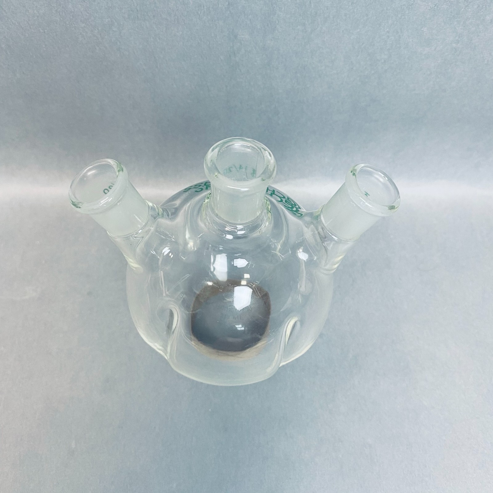 Chemglass Round Bottom 250 ml 3 Neck Flask 14/20 STJ Angled with Morton Indents