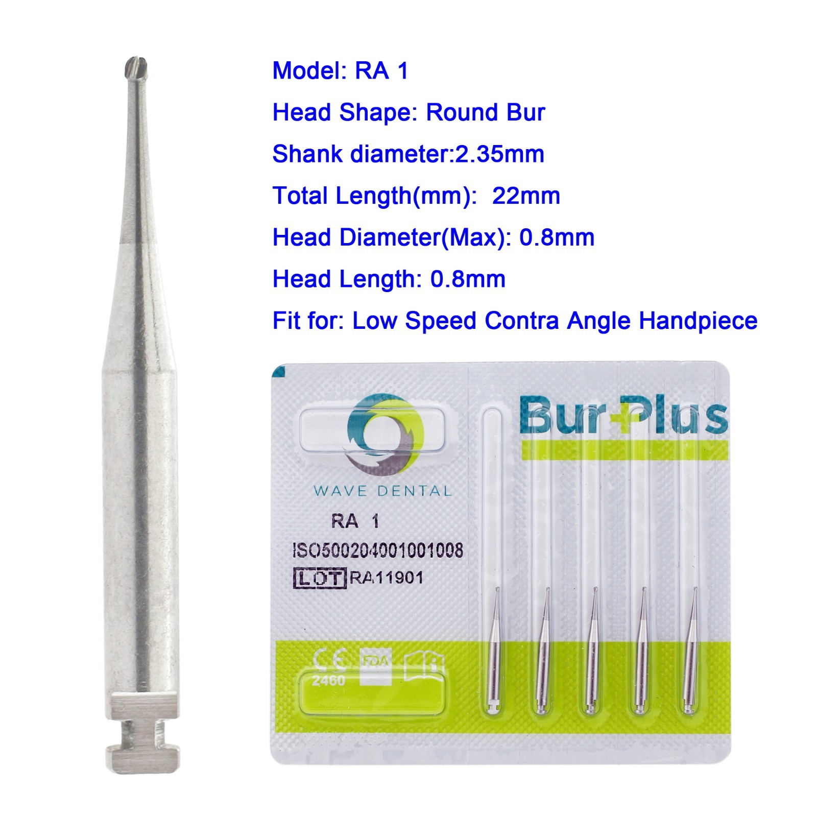 Wave Dental Carbide RA Latch Burs Taper Fissure Round Burr 6 8 701 Contra Angle