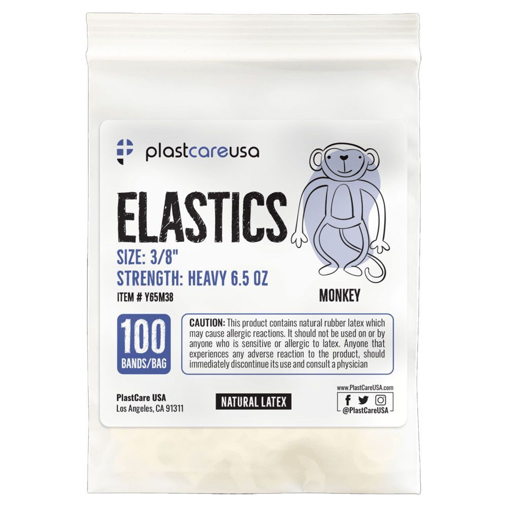 plastcareusa ELASTICS 3/8″ Monkey, Heavy Yellow Elastic Bands, 100/Bag