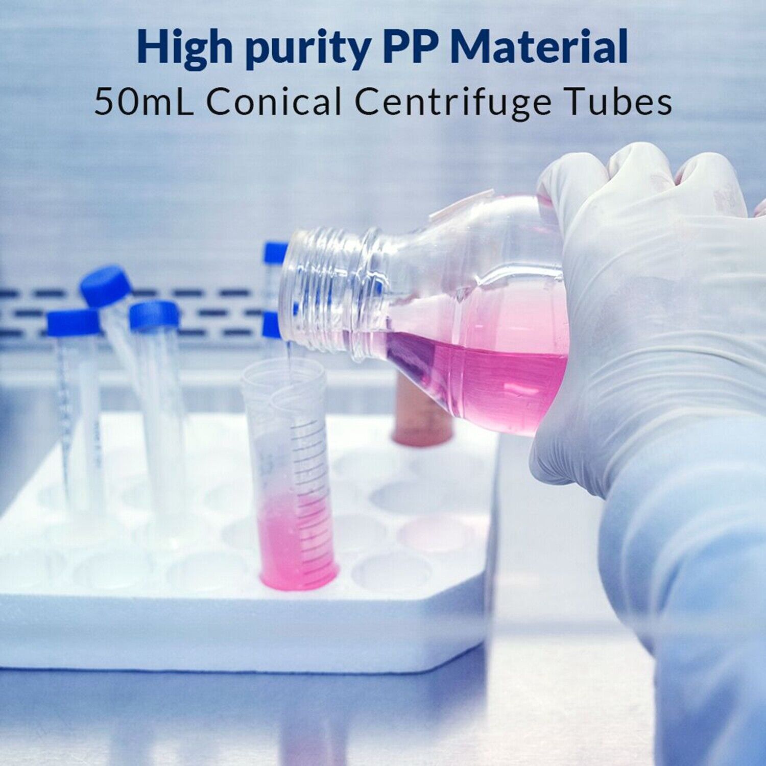 5000pcs Conical Centrifuge Tubes 50ml Sterile Polypropylene Screw Caps Graduated