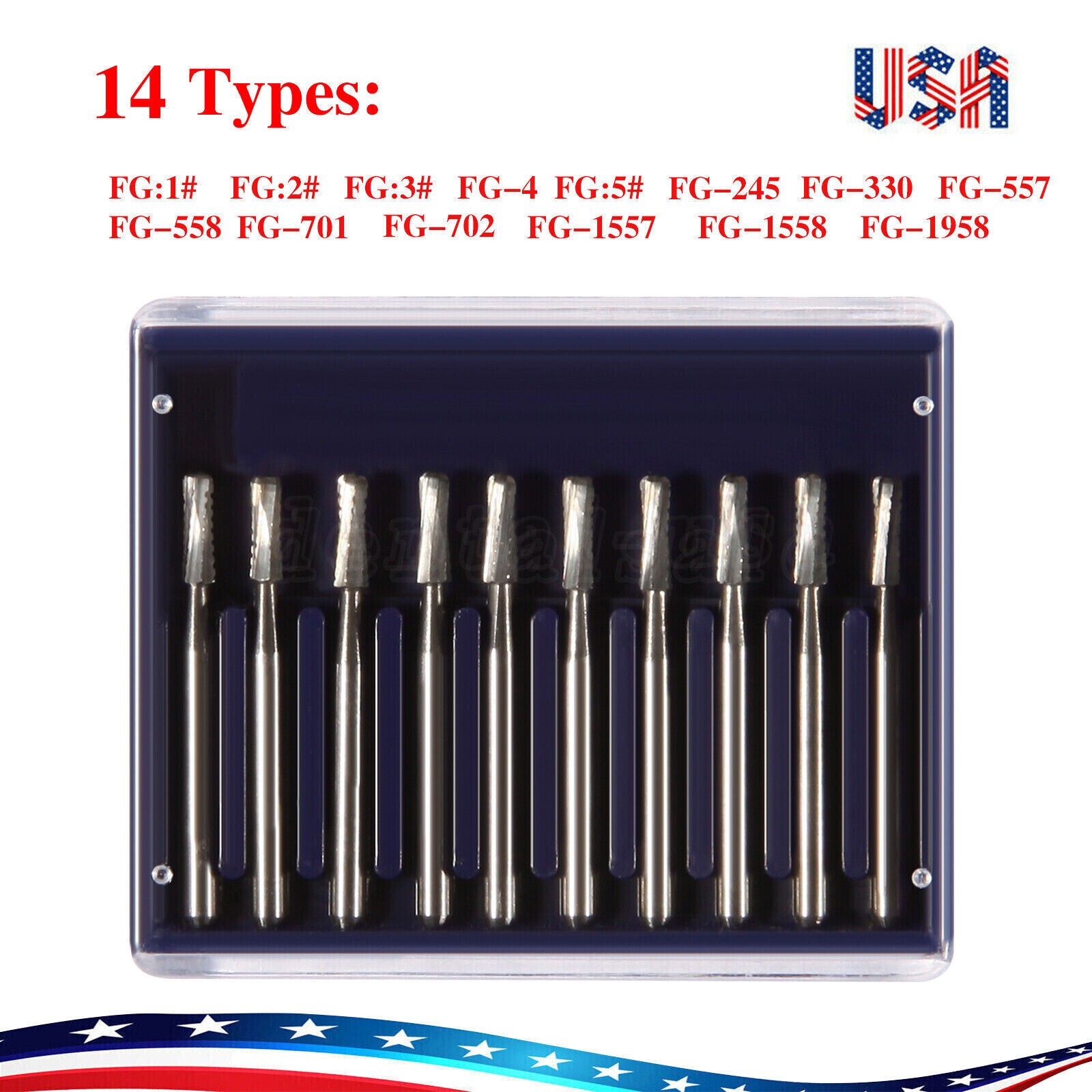 10-100Pcs Dental Carbide Burs for High Speed Handpiece Round Cone Bur Diamond FG