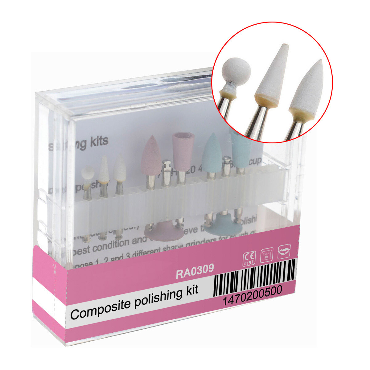 3 Types Dental Diamond Burs Cups Composite Polishing Kit for Low Speed Handpiece
