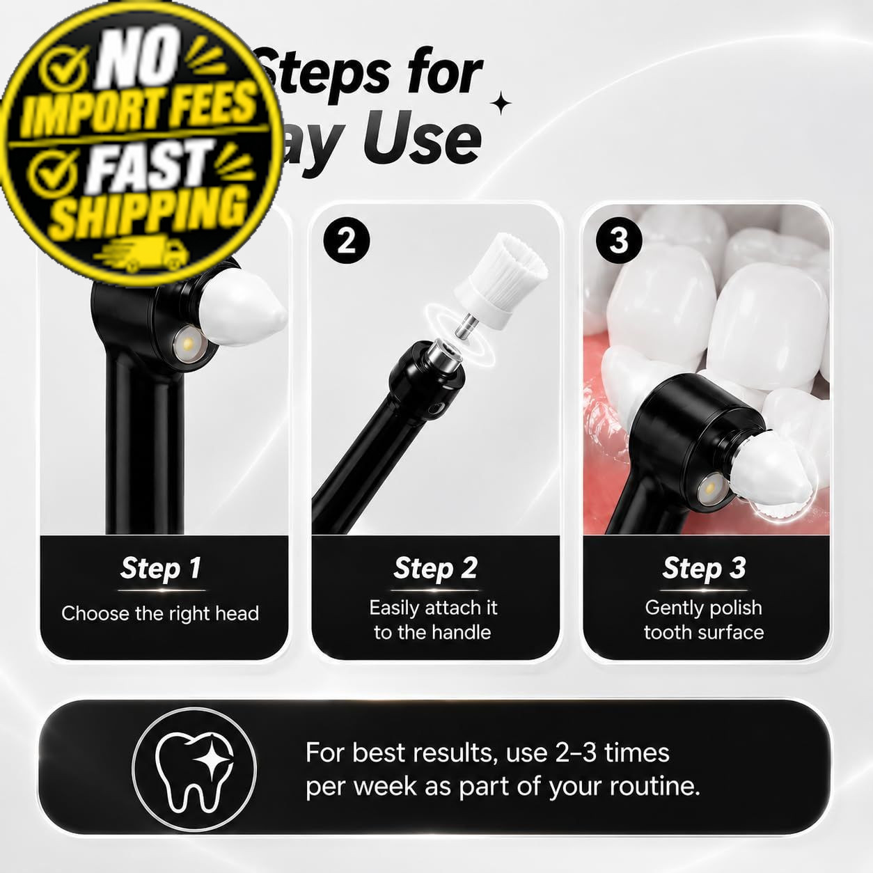 Tooth Polisher, Whitening Kit for Teeth 1 Count (Pack of 1), Black