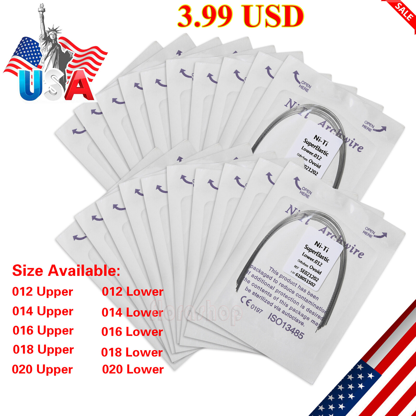 Dental Orthos Super Elastic Niti Arch Wire Round Ovoid Form Archwire All size US