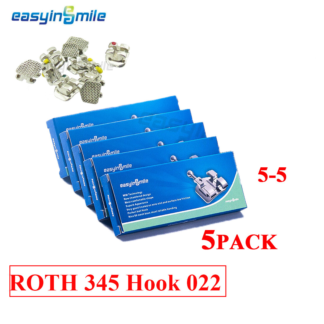 10Packs Orthodontic Metal Brackets Dental MINI Braces MBT/ROTH 022 Hook 3/345