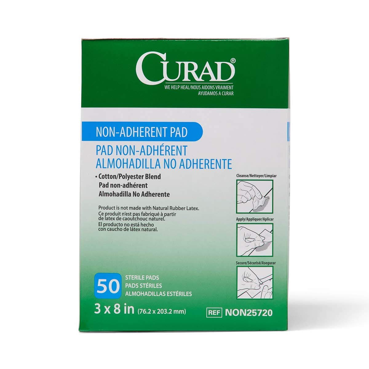 CURAD Sterile Non-Adherent Pad 3×8 Pack of 50 FROM USA