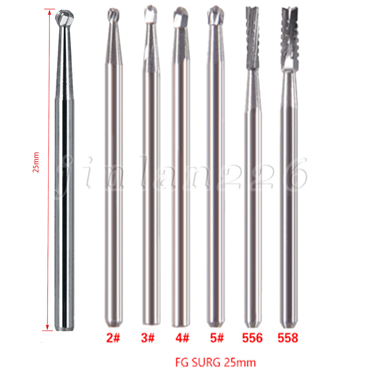 Dental Surgical Length Burs FG SURG 25mm Carbide burr Straight Fissure