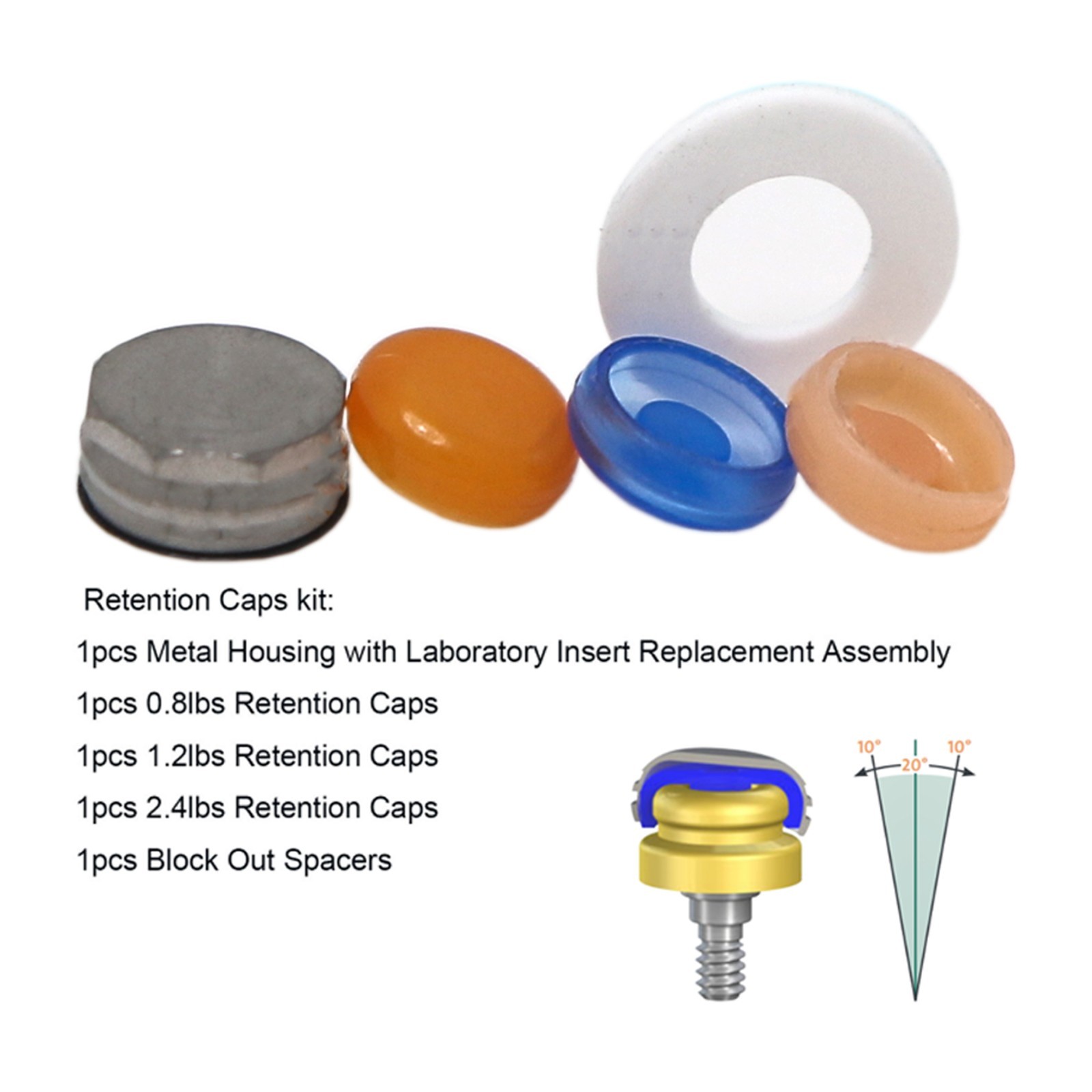 US Dental Retention Cap Set And Male Cap Insertion Extraction Locator core Tool