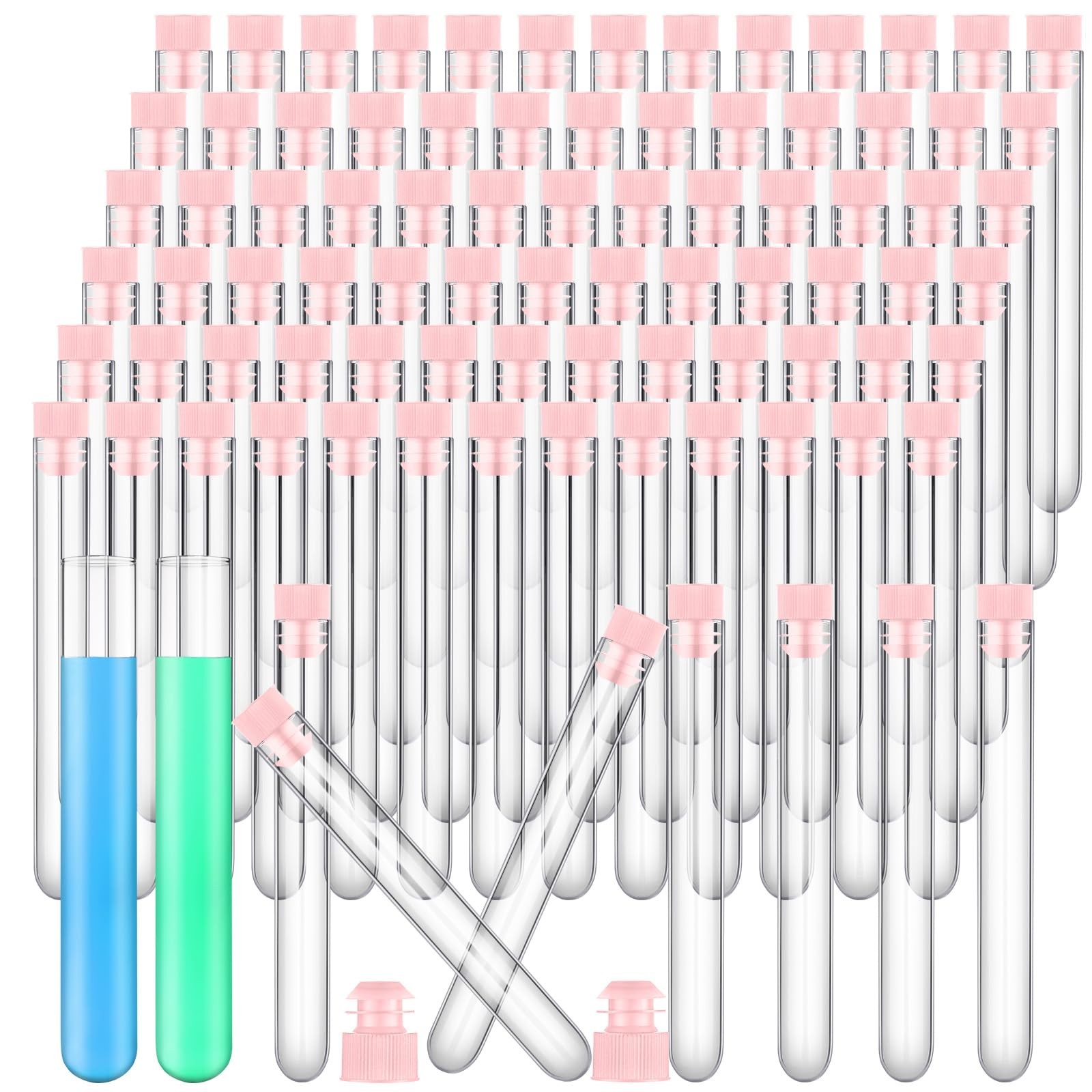 200 PCS 12ml Plastic Test Tubes 12x100mm Lab Scientific Birthday Party White