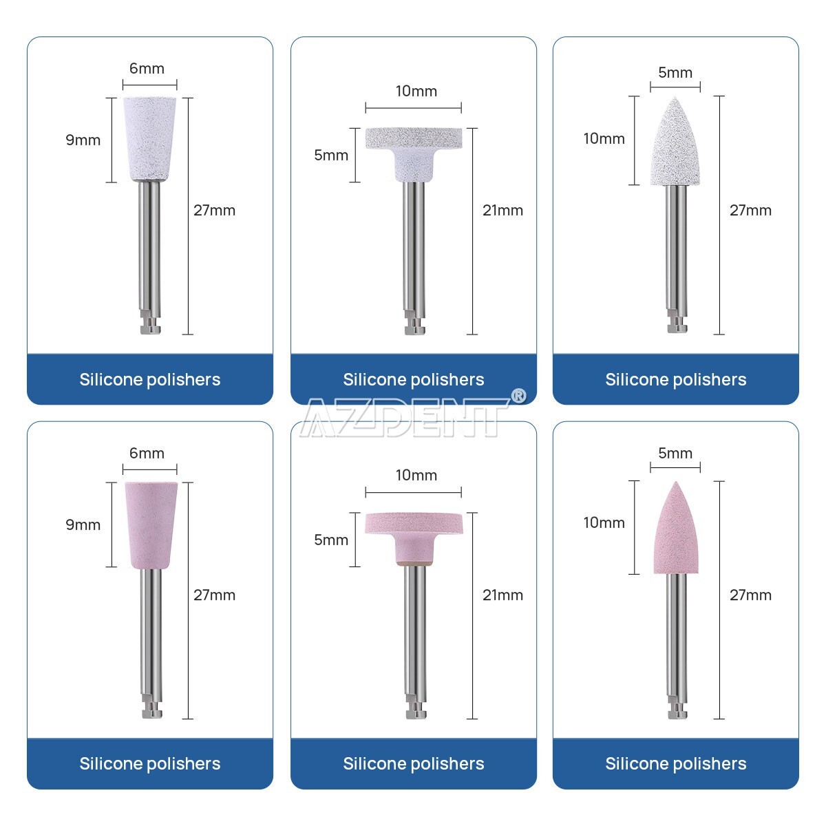 12pcs Dental Diamond Burs Silicon Carbide Felt Wheels Polishing Kit RA 2.35mm US