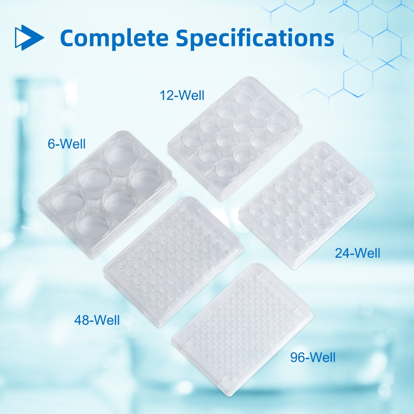 6-Well Polystyrene Cell Culture Plates with Lids, Individual Wrapped Plates, Ste