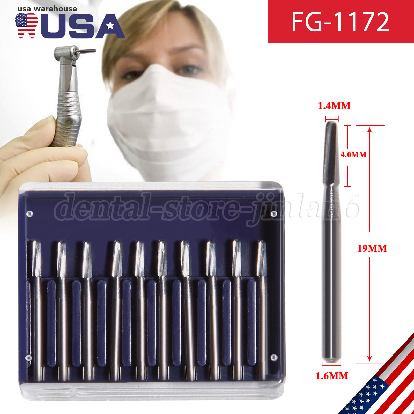 Dental Tungsten Carbide Burs FG Round Taper End High Speed FG 1172