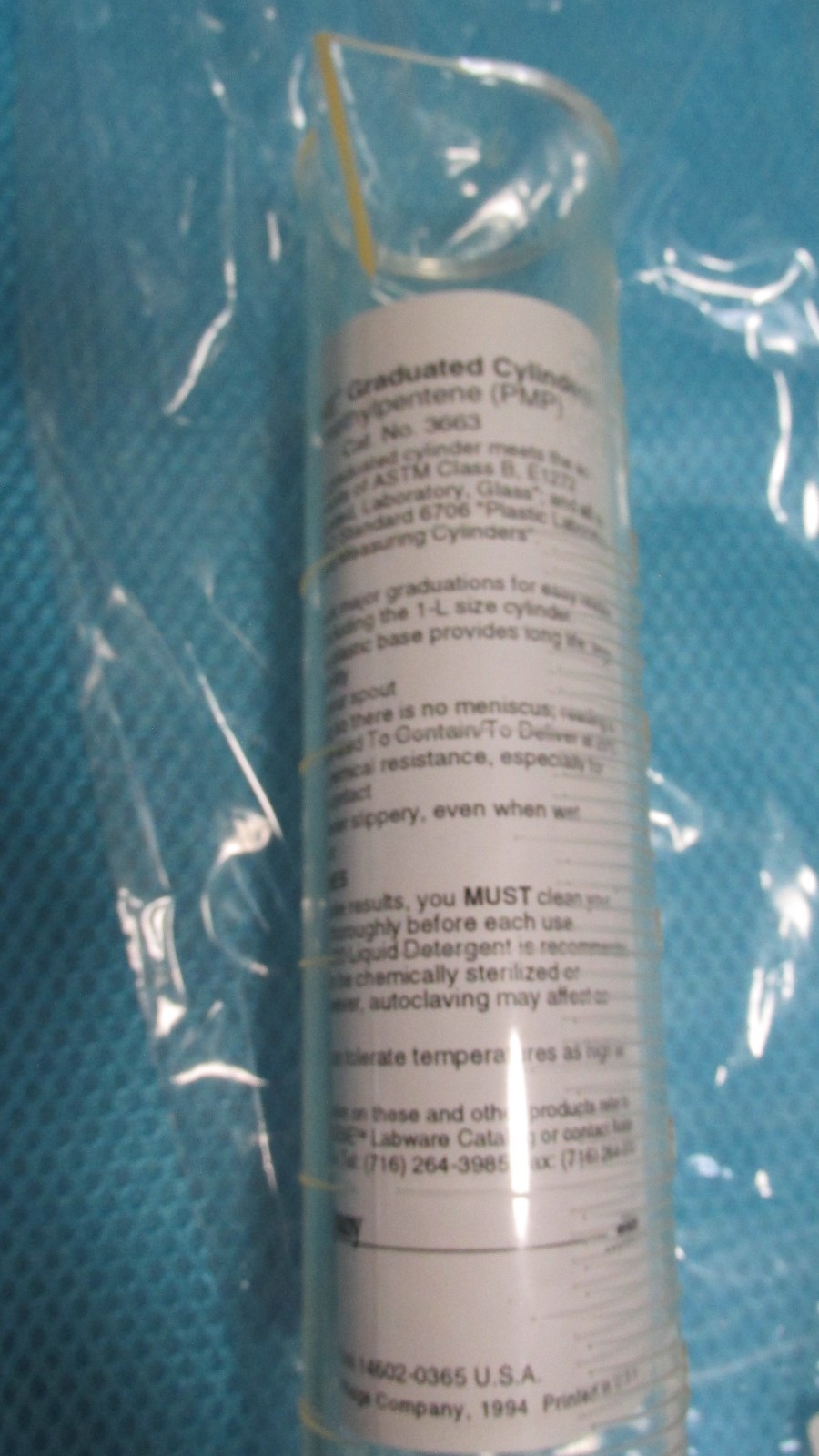 NALGENE Plastic Polypropylene 500mL TC/TD Gradu Cylinder Hex Base 3663-0500 NEW