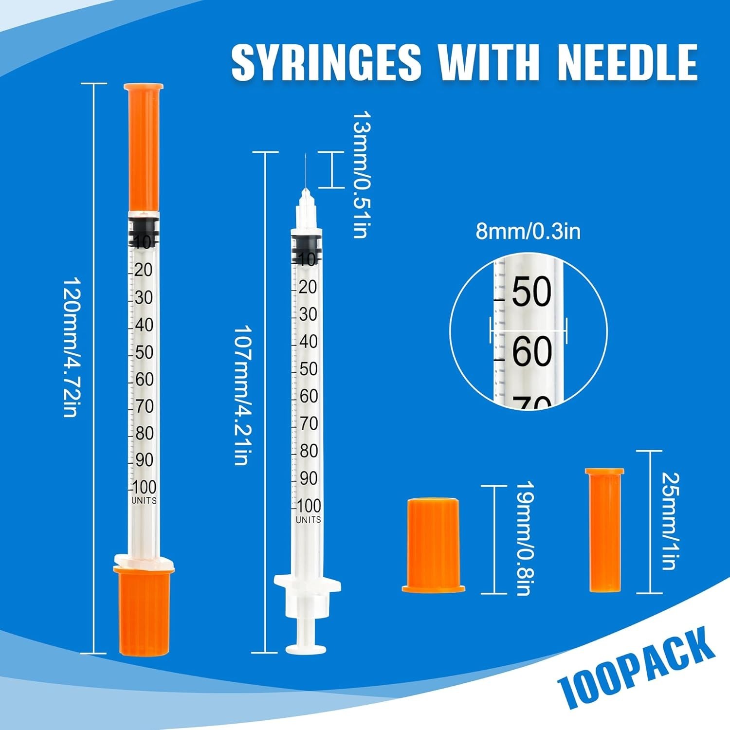 1ml/cc 27G 1/2 Inch Syringes, Lab Dispensing Syringe, Individual Wrapped, Box…