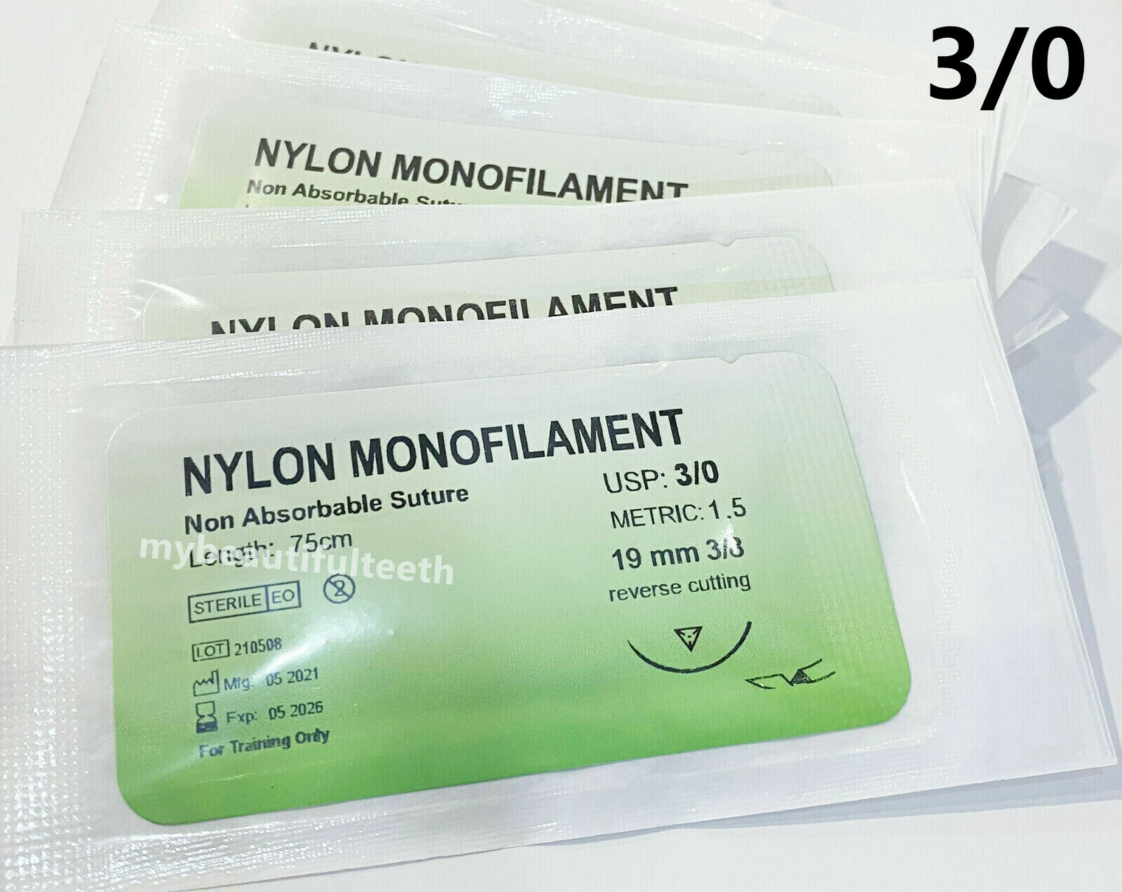 100Pcs Dental Sutures Reverse Suture Metric 1.5 Nylon Monofilament 5-0 4-0 3-0