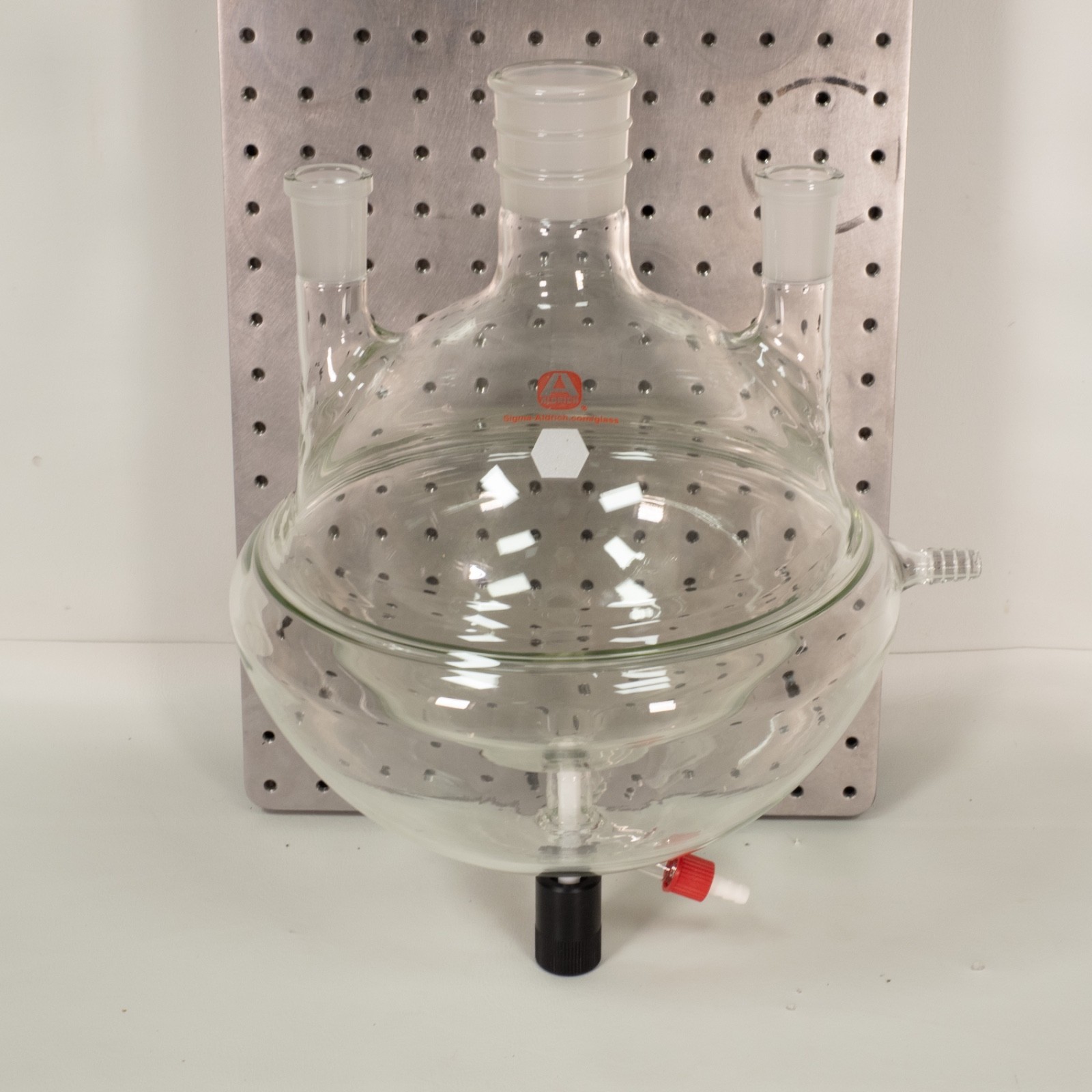 NOS New Sigma-Aldrich 4L Jacketed 3-Neck Reactor Flask Drain Valve PTFE Stopcock