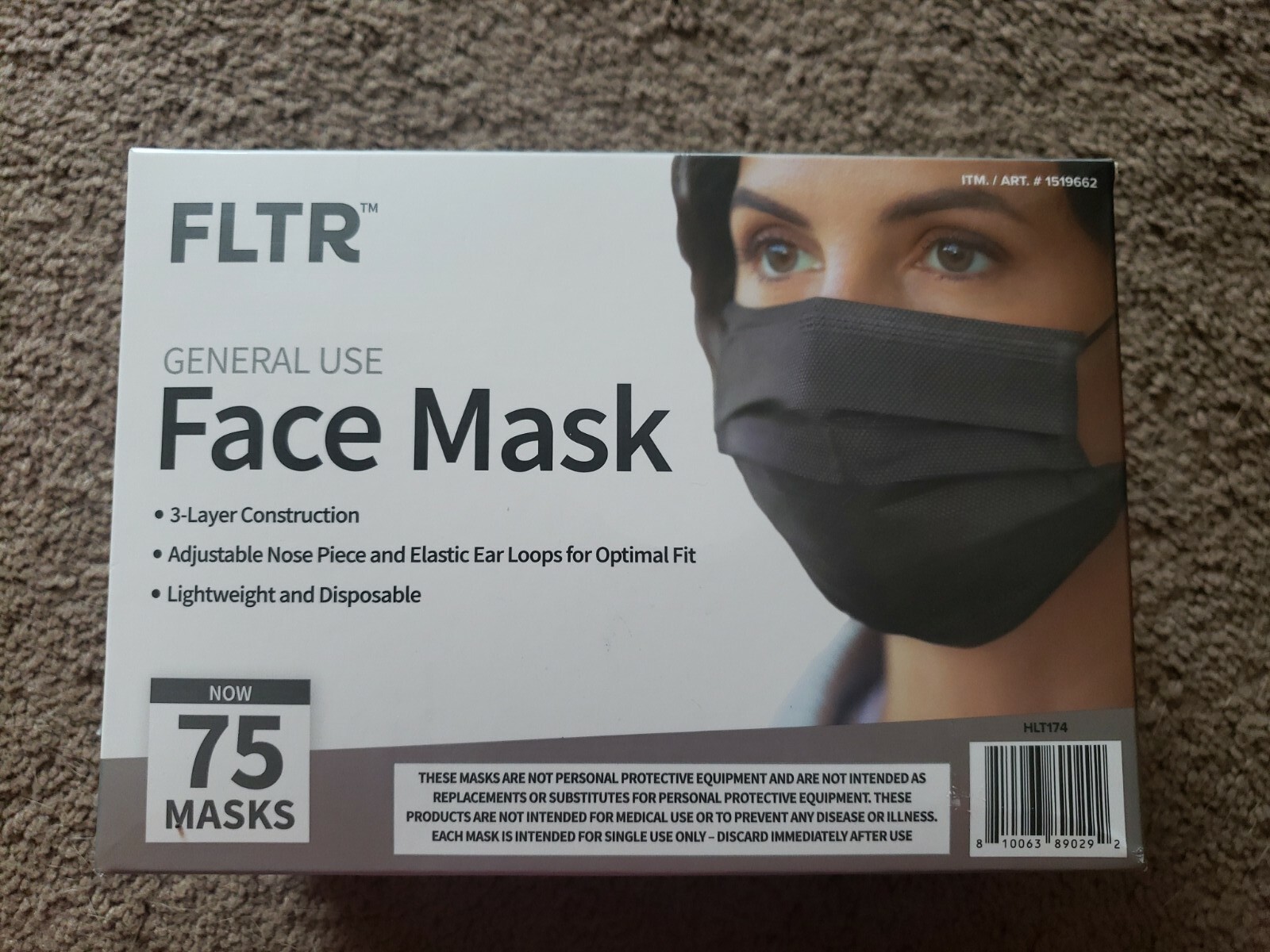 FLTR General Use Face Mask-Black- 75 Pack- 25A
