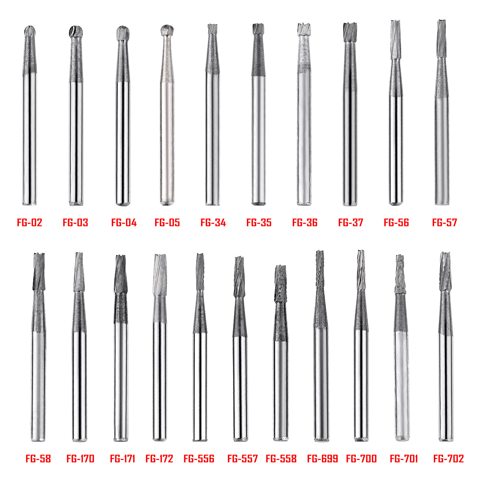 10pcs Dental Carbide Steel Diamond Burs Drill Bur for High Speed Handpiece