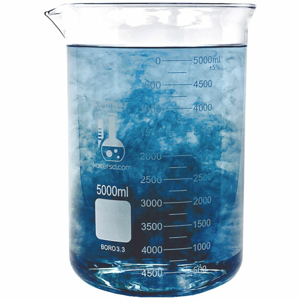 5000ml Glass Beaker, Low Form, Graduated, Karter Scientific 213D22 (Single)