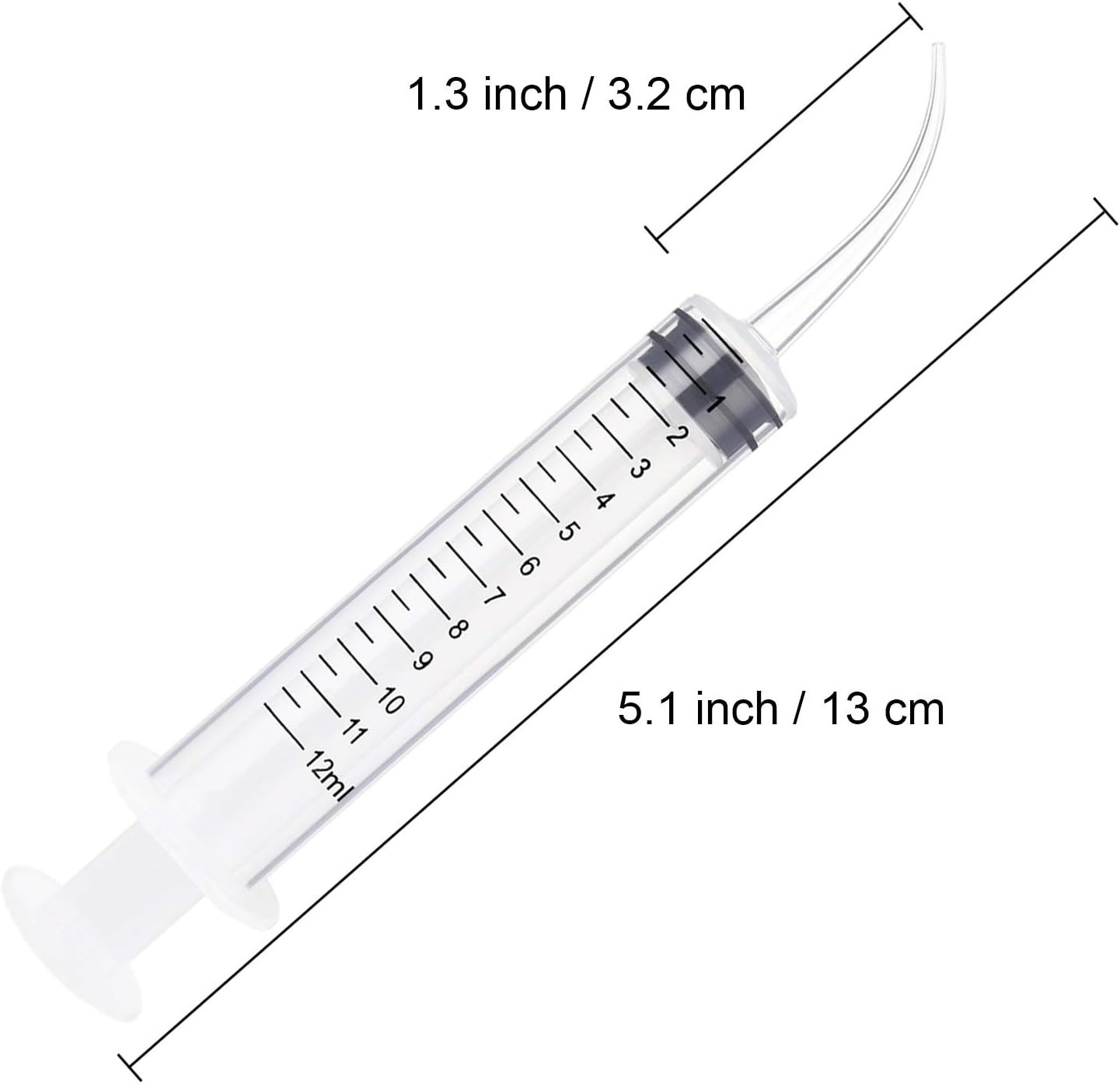 Jeringa dental desechable de 12 ml con punta curva (paquete de 6)