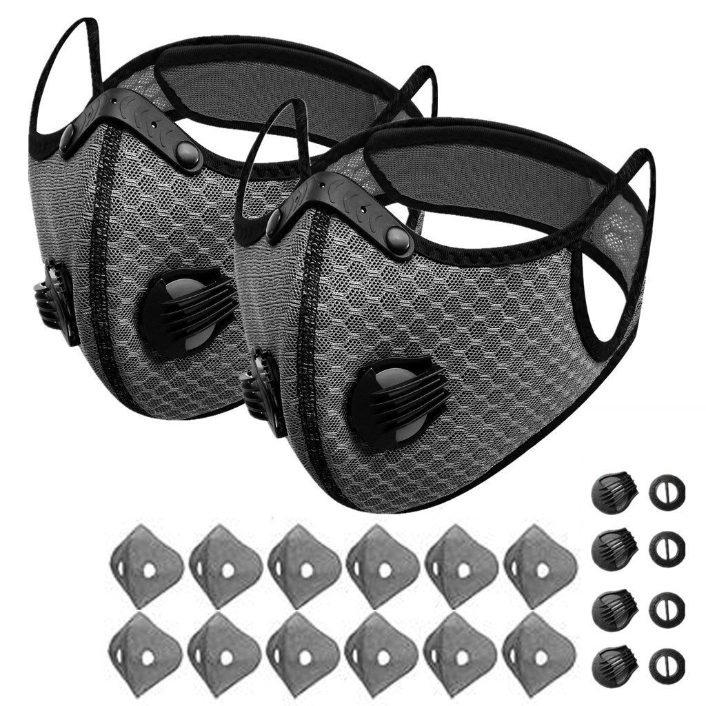 2x Washable Half Facepiece Face Shield Respirator Reusable Dust Mask With Filter