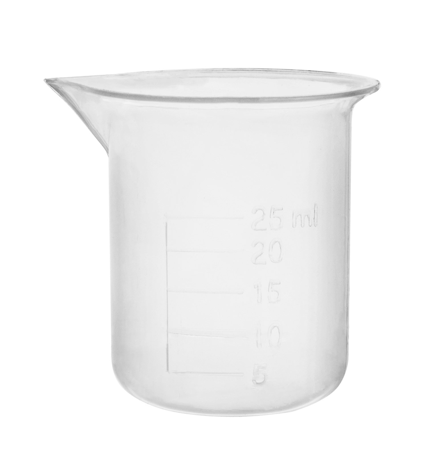 Plastic Beaker, 25ml – Polypropylene – Raised Graduations – Eisco Labs