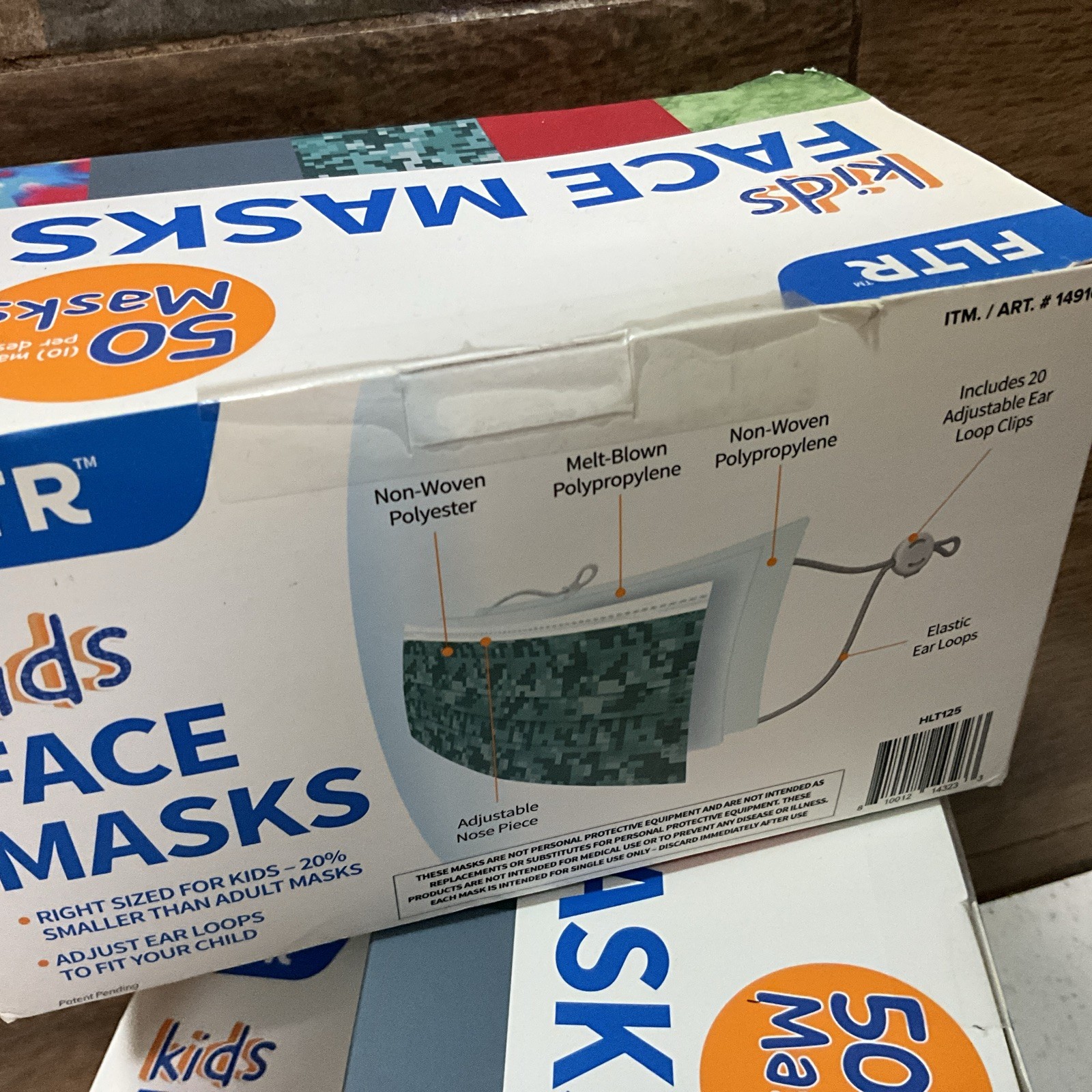 FLTR Kid’s General Use Disposable Face Mask Adjustable Ear Loop Clips New 150 ct
