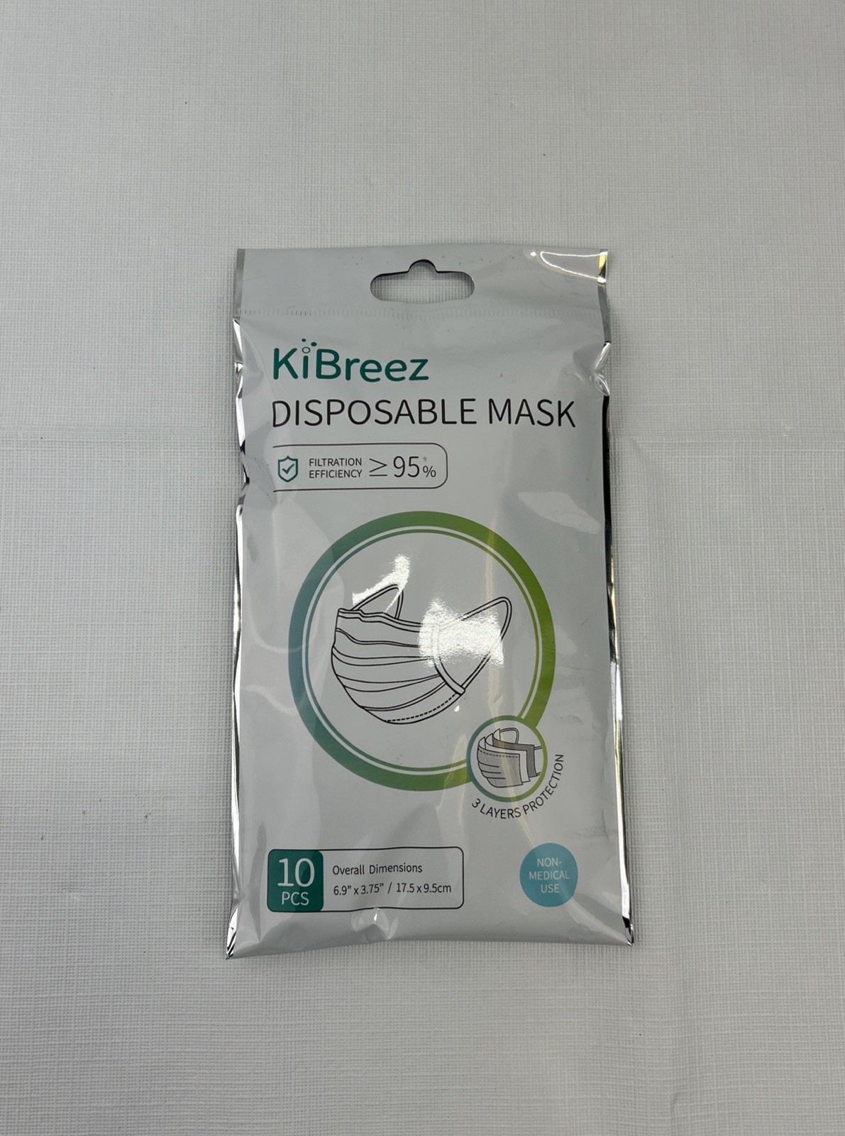 KiBreez Disposable Face Mask Lot of 100 PCS (10-10 packs) 3 Layers SEALED NIP
