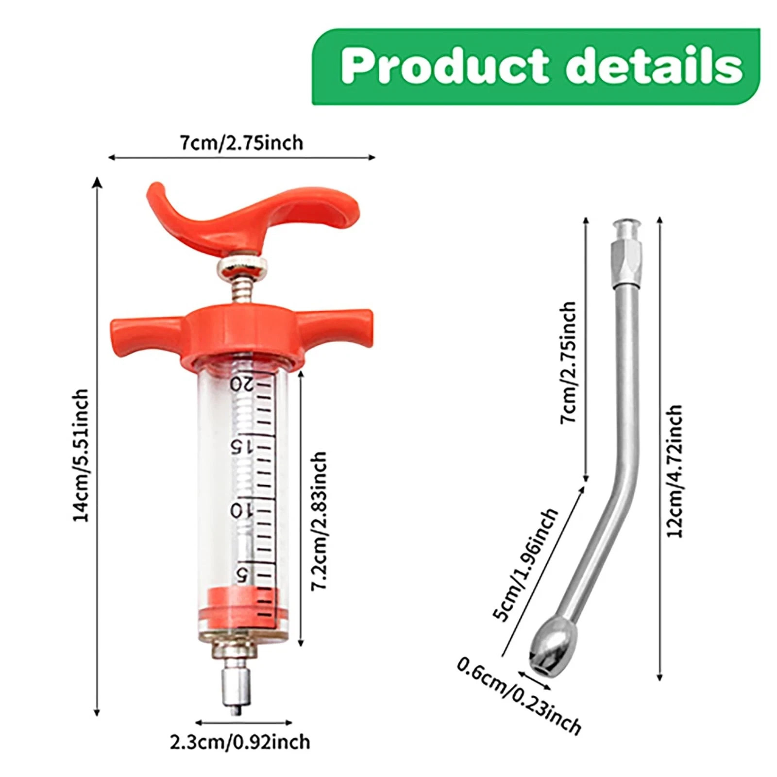 2 Pieces Goat Syringe with 4 Drench Nozzle Adjustable Dosage ,Reusable Drench…