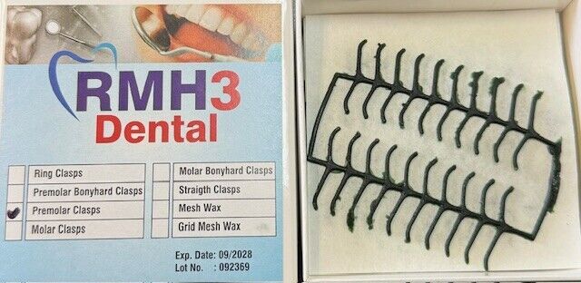 RMH3 Dental Premolar Clasps Wax Green 10/pk