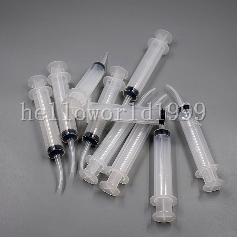50 Pcs Disposable Dental Irrigation Syringe Curved Tip Utility Hobby Tools 12ML