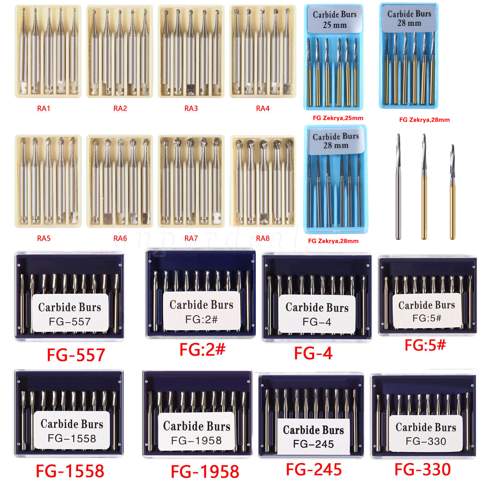 Dental Carbide Burs RA FG For High Low Speed Handpiece Contra Angle Turbine