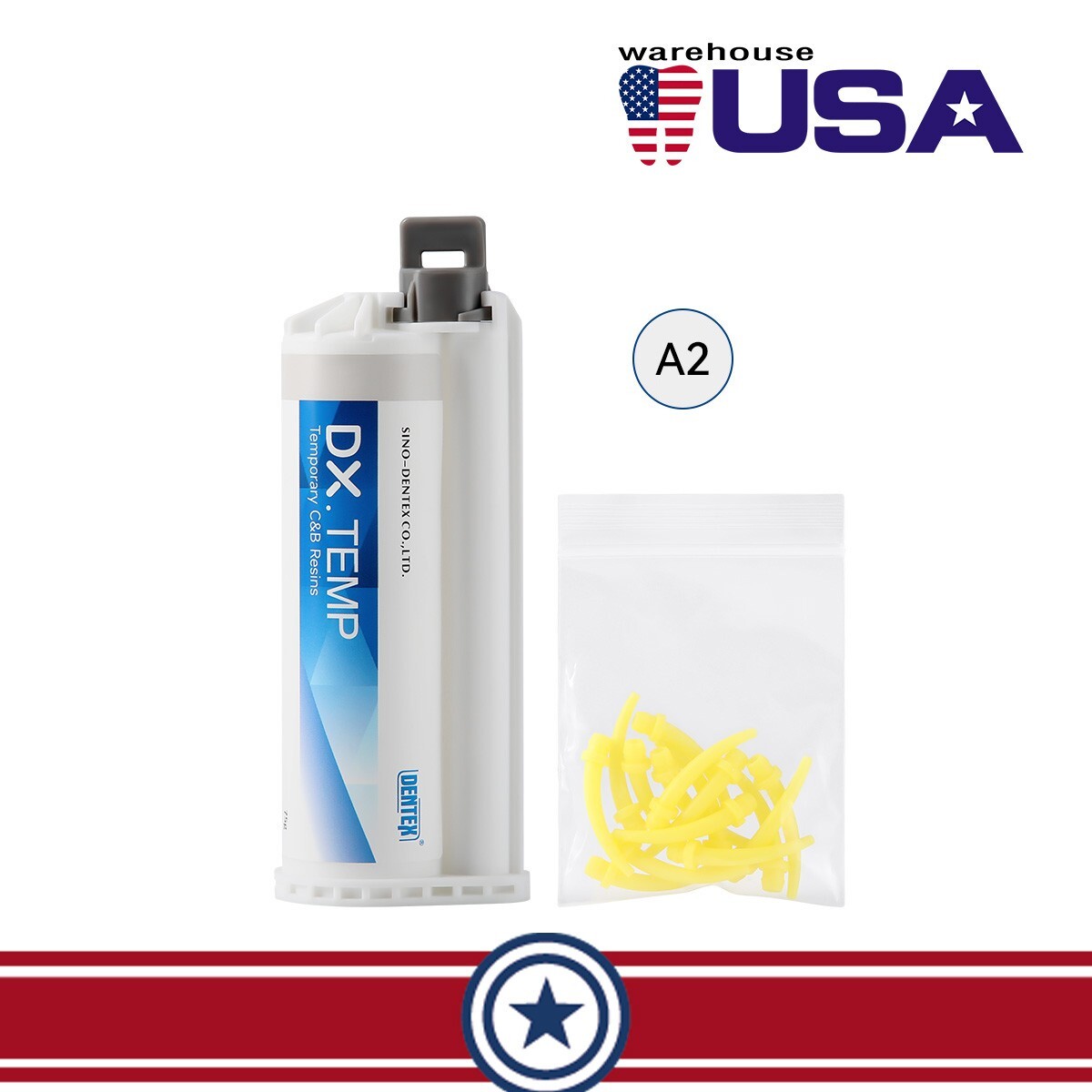 Dentex Dental Temporary Crown And Bridge Resin Material Cartridge 76g Shade A2