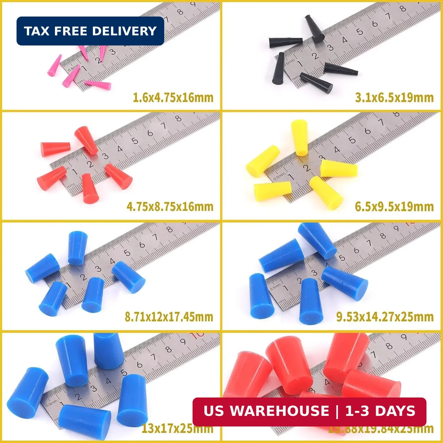 80Pcs Silicone Rubber Tapered Stopper Plug and Protective End Cap Assortment Kit