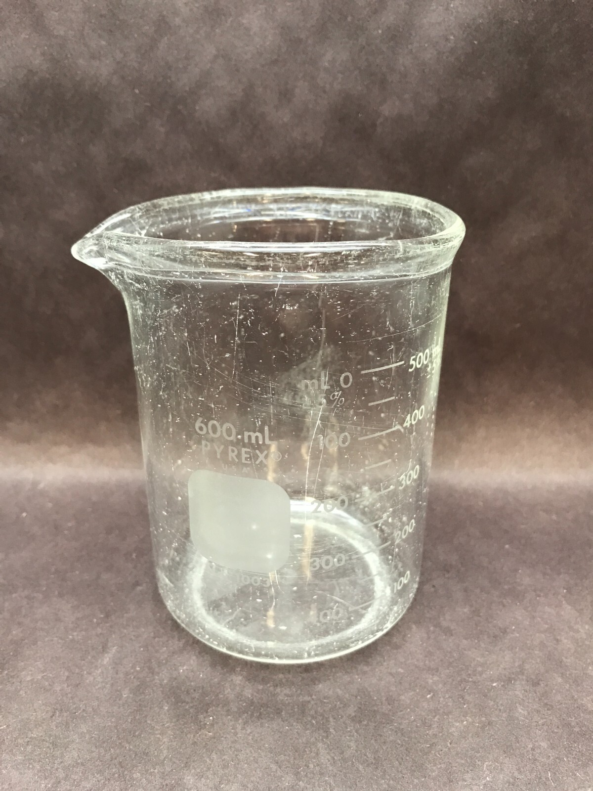 CORNING PYREX Glass 600mL Heavy Duty Dual Graduated Beaker Pour Spout 1003-600 B