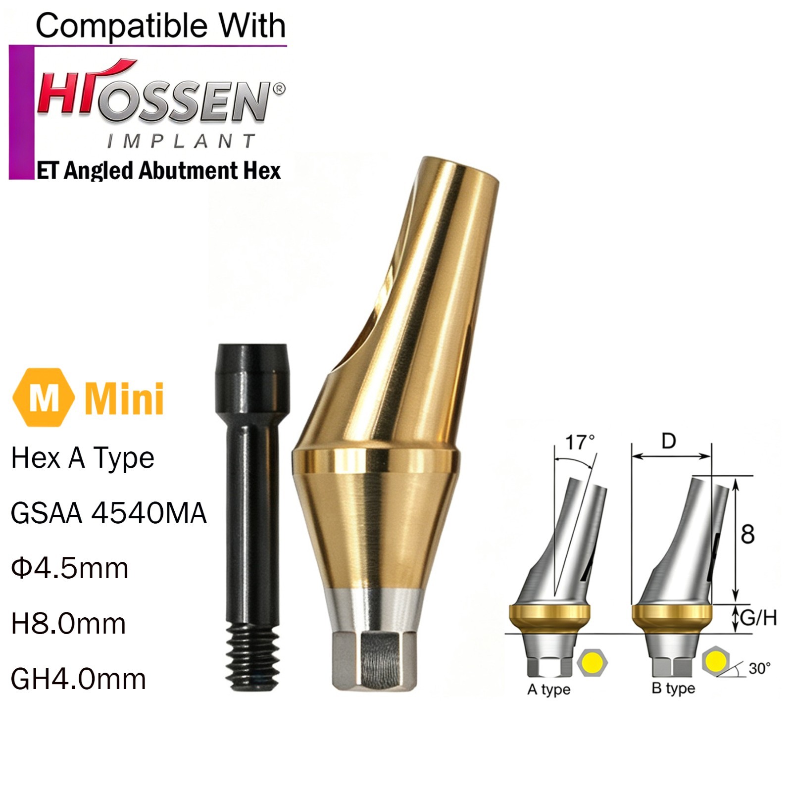 US Dental Angled Abutment 17° Titanium fit Osstem TS/Hiossen ET