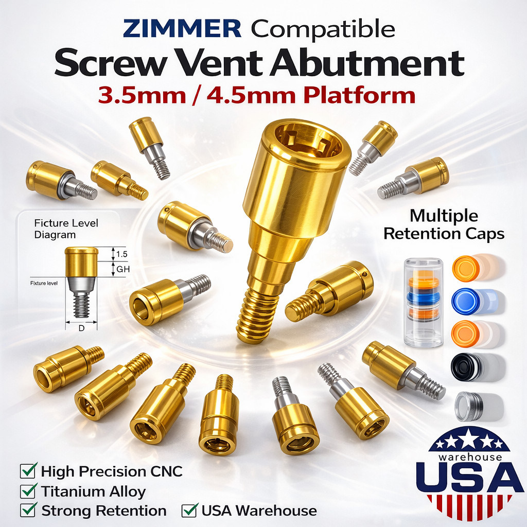 US Zest Locator Abutment Attachment Overdenture Caps Fits Hiossen Nobel Zimmer