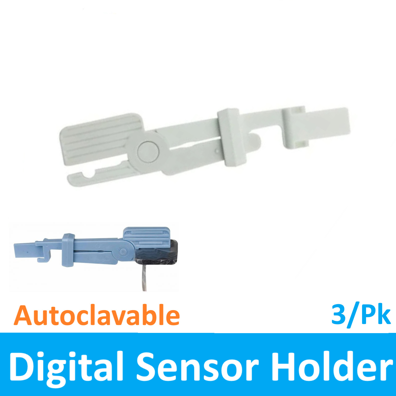 Dental XRay Digital Sensor Holder, Autoclavable 250F, anterior & posterior, 3/Pk
