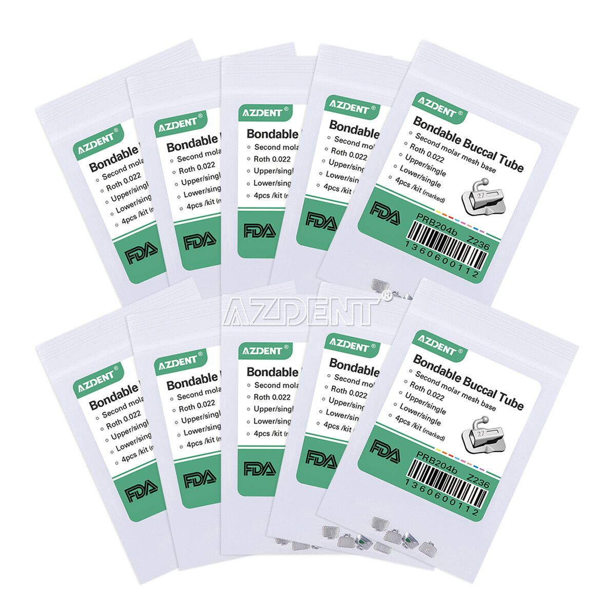 20X Dental Orthodontic Buccal Tube 2nd Molar Roth 022″ Bondable Non-Conv AZDENT