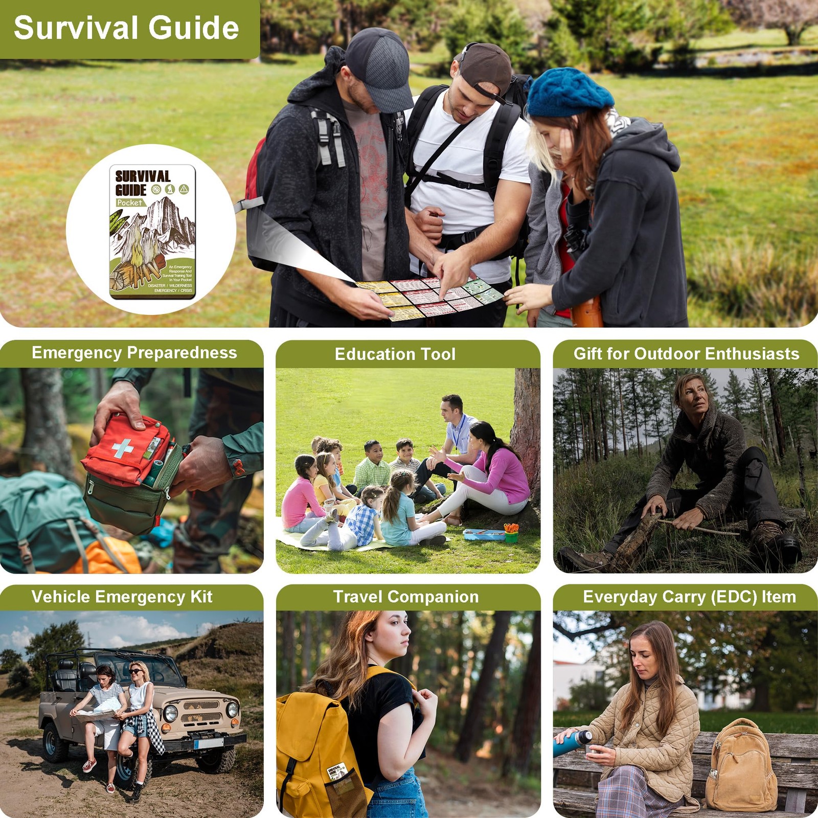 Tiny Pocket Survival Guide EDC Kits Military Grade for Multi-color