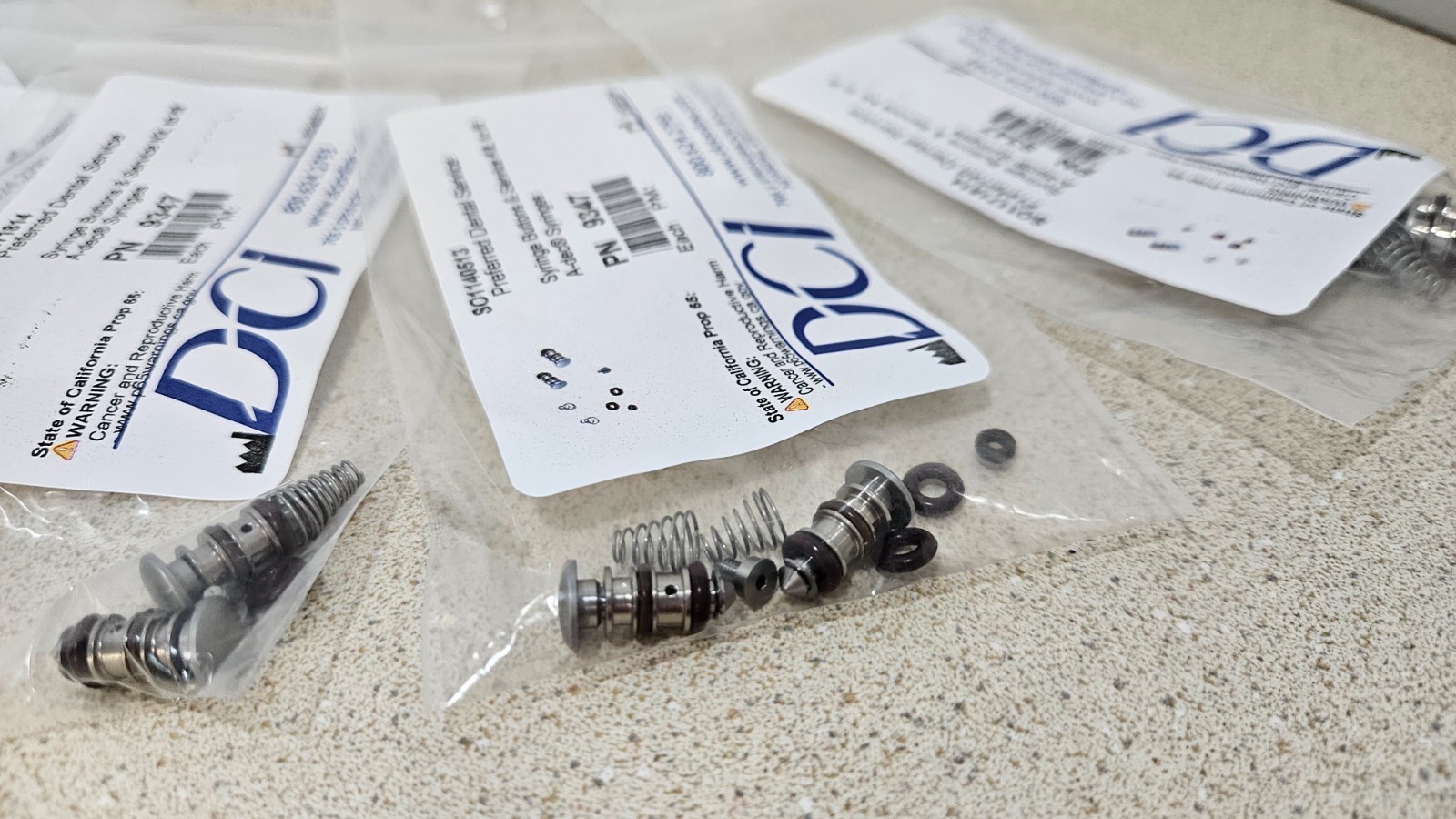 NEW in Bags, QTY 6, DCI 9347 A-dec Syringe Repair Kit for Soft Touch Syringe INV