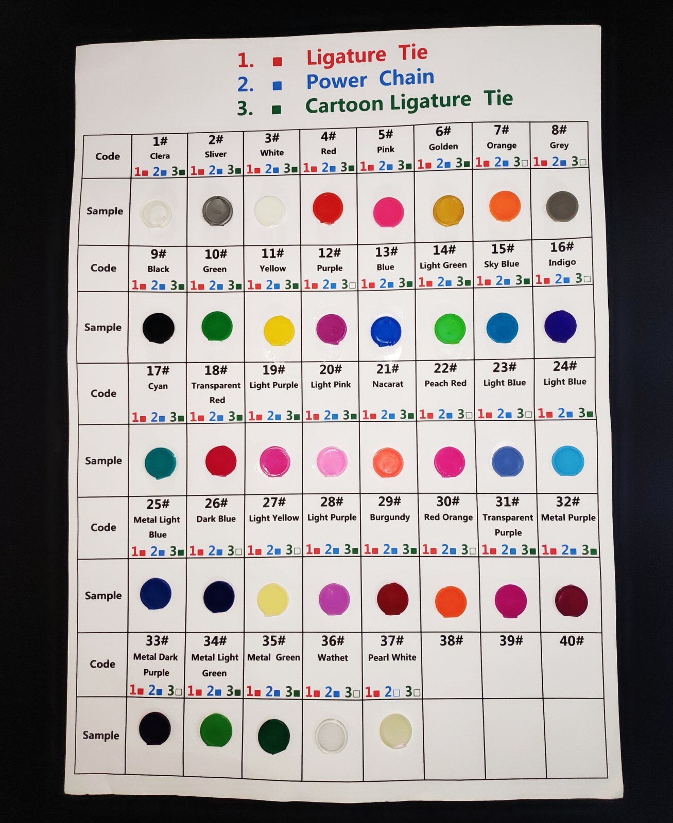 1 Bag Dental Orthodontic Ligature Ties Elastic Rubber Bands 38 Colors 1008 Pcs