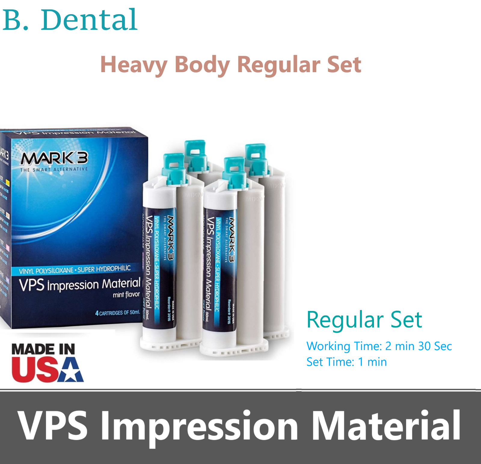 Dental LIGHT BODY FAST SET VPS PVS Impression Material Fast Set 50ML Cartridges