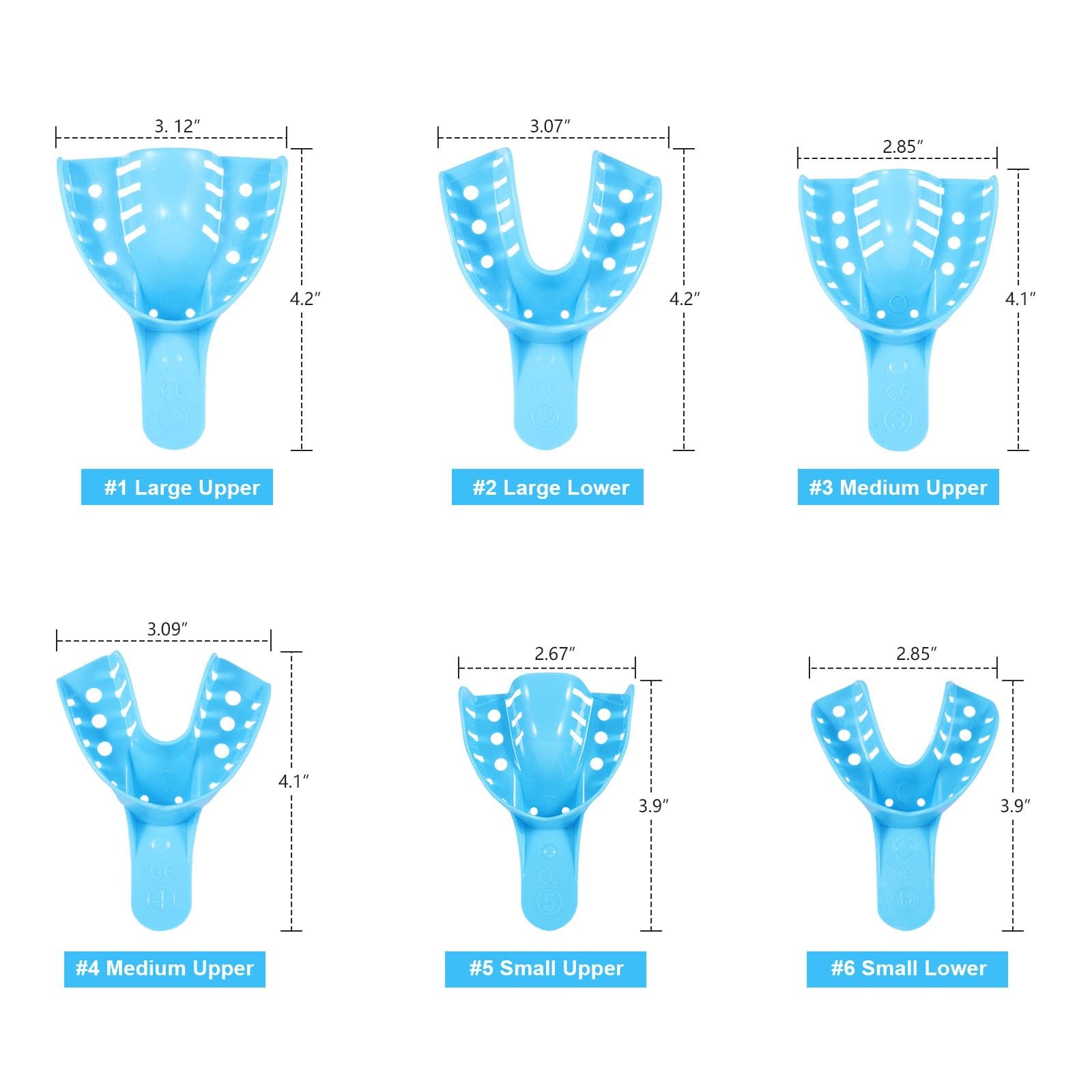 JMU Dental Impression Tray,Bag of 12 Perforated Disposable Trays,1 Large #1