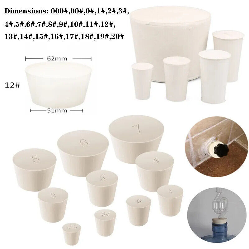 Various Sizes Rubber Stopper Laboratory Sealing Hole Stopper Tapered Flask Tube