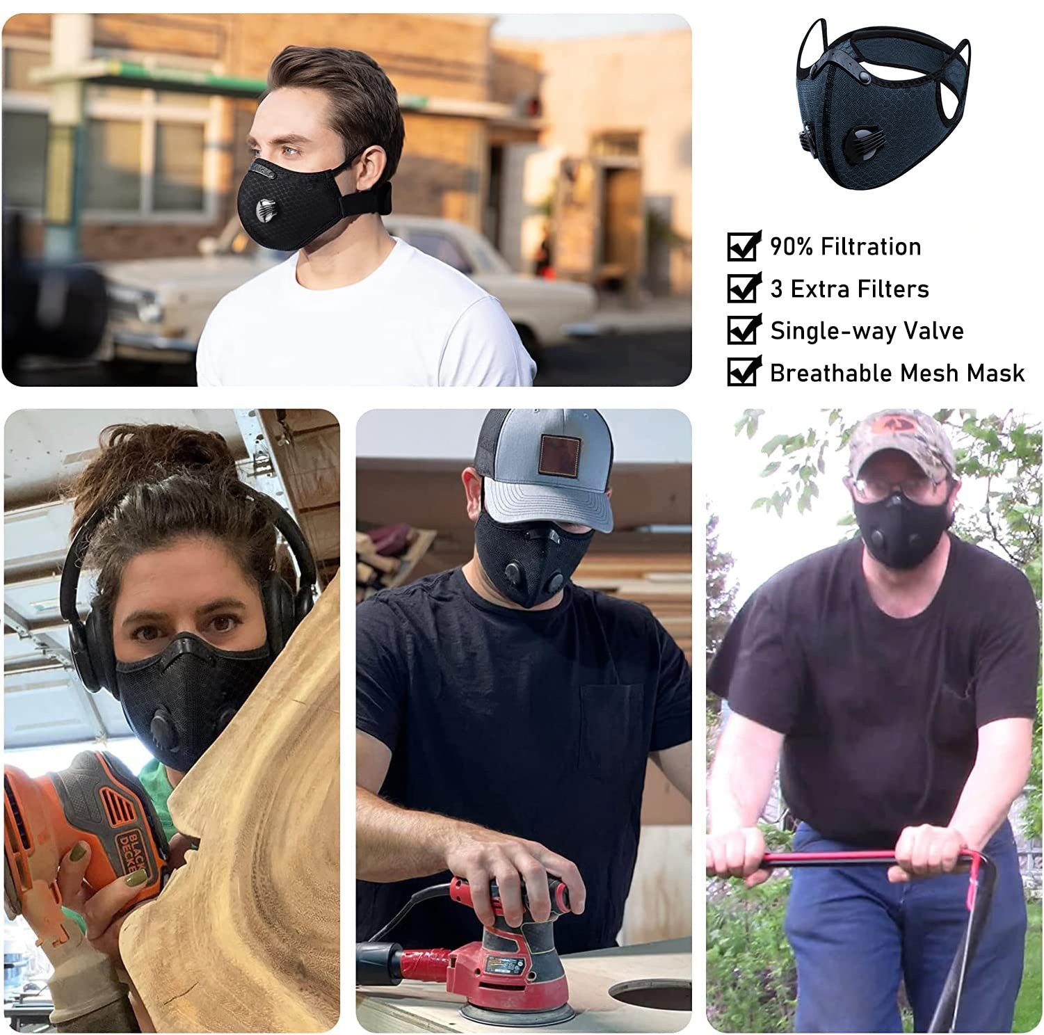 Dust Face Mask Anti-Fog Outdoor Cool Sports Mask Reusable Face Protection (Wine)