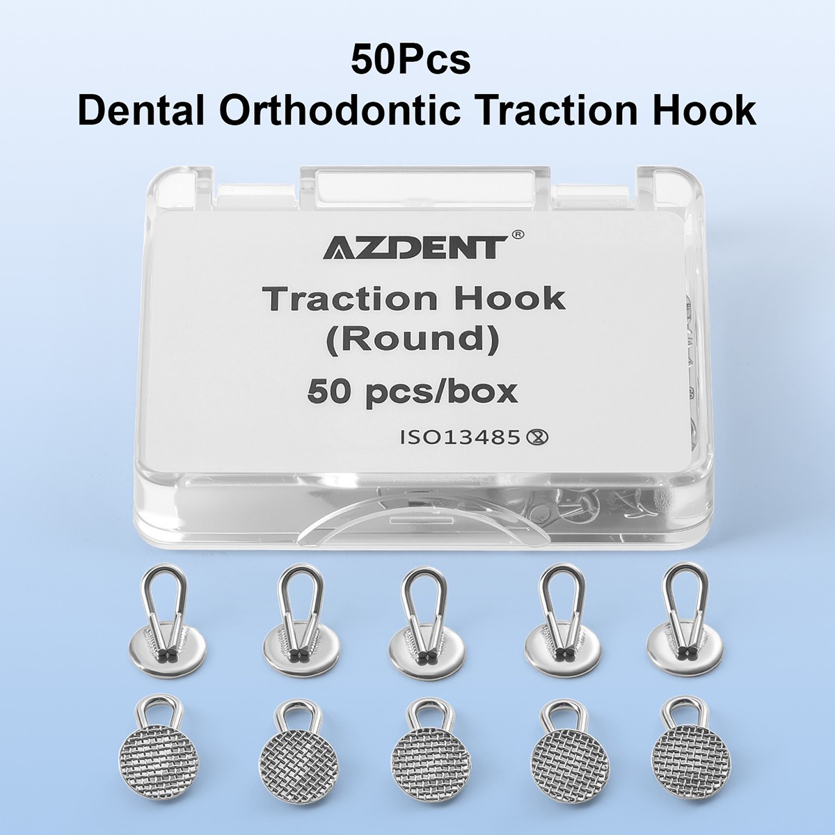 50pcs/Box Dental Ortho Lingual Buttons Bondable Round/Rectangular Mesh Base/MIM