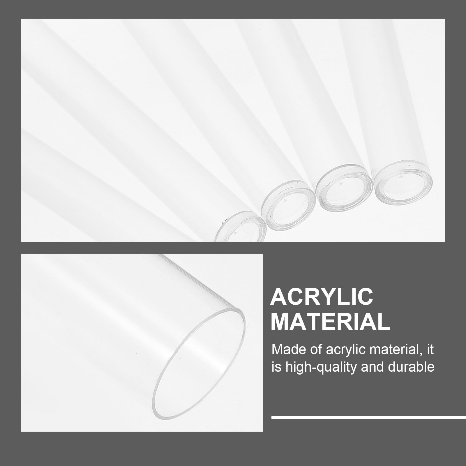 Clear PVC Acrylic Empty Storage Tube Packaging Caps Bead Craft Supply 6 PCS