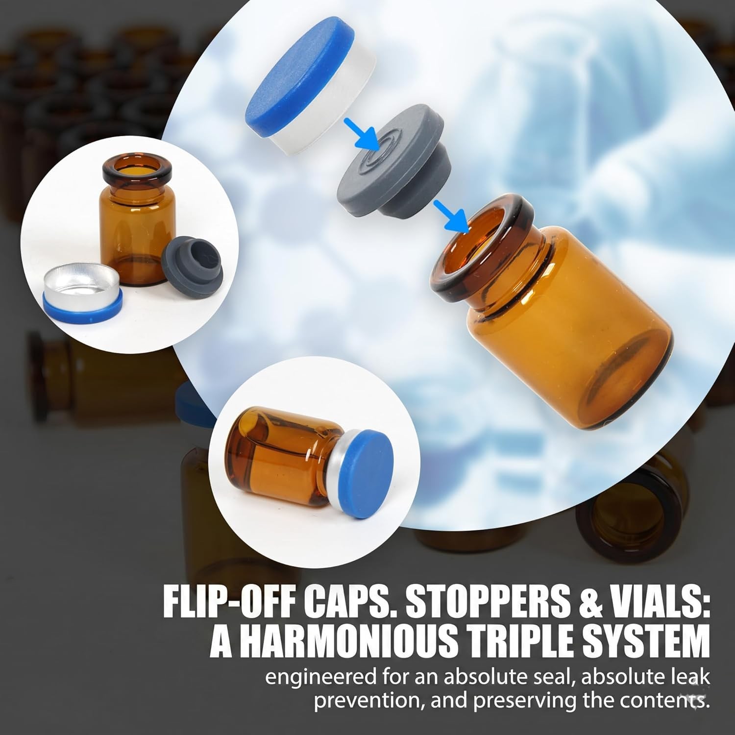100 Pack 5ml Amber Glass Vials with Caps – 1.5 Dram Lab Headspace Vials, 20mm…