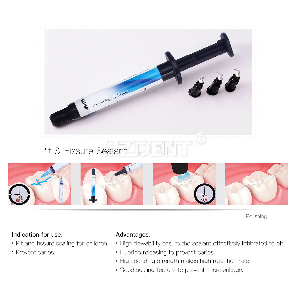 DENTEX Dental Flowable Light Cure Composite Resin Pit Fissure Sealant/Temporary